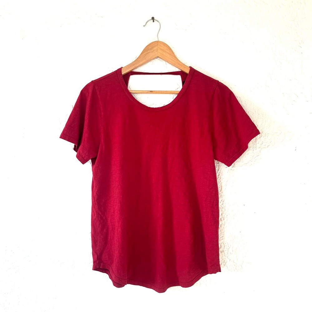 NUX Los Angeles Yoga Activewear Red Cutout Cotton Scoop Top - Small